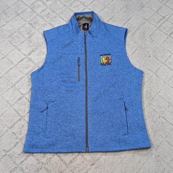 Johnnie-O Vest Men's L Blue Tide Wes Fleece Full Zip Pockets Lined Logo - Picture 1 of 9